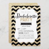Gold Glitter en Chevron Bachelorette Uitnodiging (Voorkant / Achterkant)