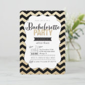 Gold Glitter en Chevron Bachelorette Uitnodiging (Staand voorkant)