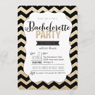 Gold Glitter en Chevron Bachelorette Uitnodiging