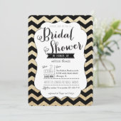 Gold Glitter en Chevron Bridal Shower Invitation Kaart (Staand voorkant)
