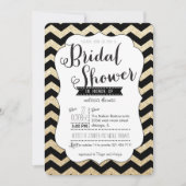 Gold Glitter en Chevron Bridal Shower Invitation Kaart (Voorkant)
