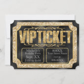 Gold Glitter en diamanten op Black Golden Ticket Kaart (Voorkant)