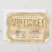 Gold Glitter en Diamonds Ticket Invitation Kaart (Voorkant)