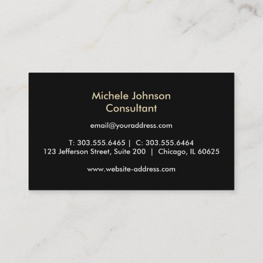 Gold Glitter en Elegant Gold en Silver Visitekaartje (Achterkant)