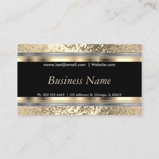 Gold Glitter en Elegant Gold en Silver Visitekaartje (Voorkant)