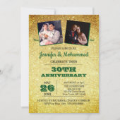 Gold Glitter en Emerald 30e Jubileum Foto Kaart (Voorkant)