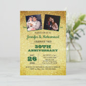 Gold Glitter en Emerald 30e Jubileum Foto Kaart (Staand voorkant)