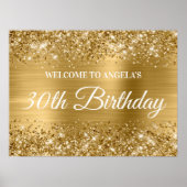 Gold Glitter en Folie 30th Birthday Welkom Poster (Voorkant)