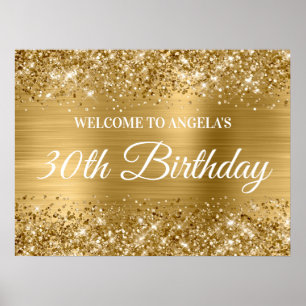 Gold Glitter en Folie 30th Birthday Welkom Poster