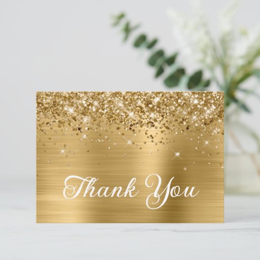 Gold Glitter en Folie 50e verjaardag Bedankkaart (Staand voorkant)