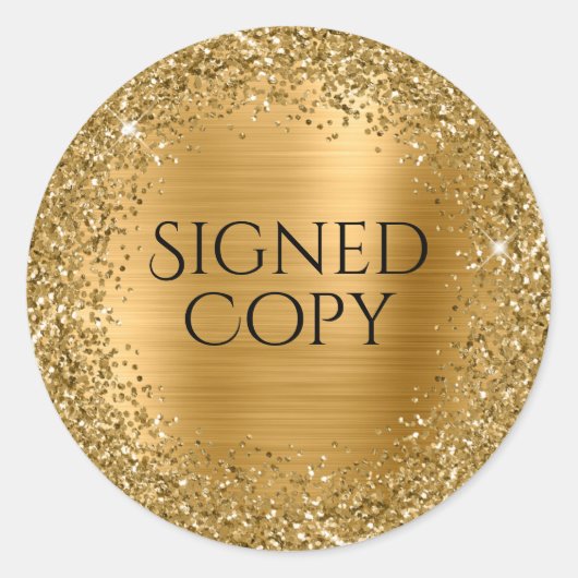 Gold Glitter en Folie Author Signed Copy Ronde Sticker (Voorkant)