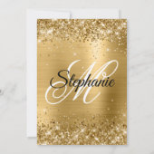 Gold Glitter en Folie Fancy Monogram Kaart (Achterkant)