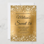 Gold Glitter en Folie Sweet 16 Fancy Monogram Kaart (Voorkant)