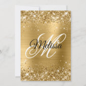 Gold Glitter en Folie Sweet 16 Fancy Monogram Kaart (Achterkant)