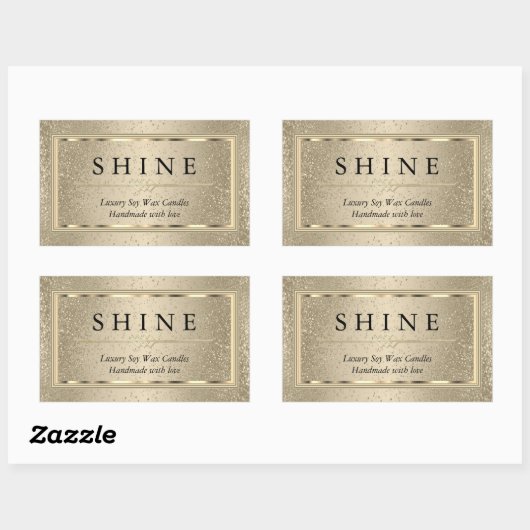 Gold Glitter en Gold Rectangular Sticker (Vel)