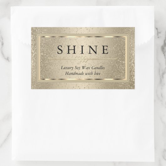 Gold Glitter en Gold Rectangular Sticker (Tas)