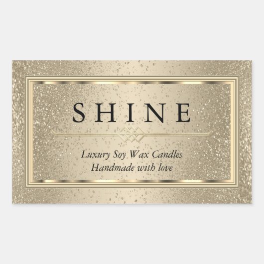 Gold Glitter en Gold Rectangular Sticker (Voorkant)