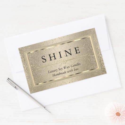 Gold Glitter en Gold Rectangular Sticker (Envelop)