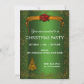 Gold Glitter en Green Kerstmis Kaart (Voorkant)