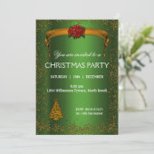 Gold Glitter en Green Kerstmis Kaart (Staand voorkant)