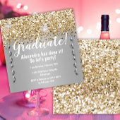 Gold Glitter en Metallic Silver Afstuderen Kaart