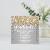 Gold Glitter en Metallic Silver Afstuderen Kaart (Staand voorkant)