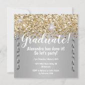 Gold Glitter en Metallic Silver Afstuderen Kaart (Voorkant)