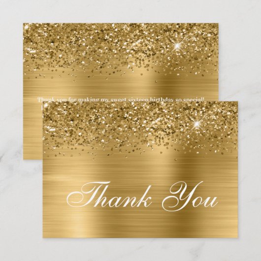 Gold Glitter en Ombre Folie Bedankkaart (Voorkant / Achterkant)