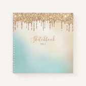 Gold Glitter en Pastel Blue Sketchbook Notitieboek (Voorkant)