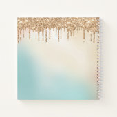 Gold Glitter en Pastel Blue Sketchbook Notitieboek (Achterkant)
