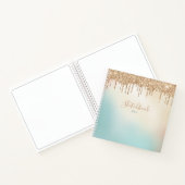 Gold Glitter en Pastel Blue Sketchbook Notitieboek (Binnen)
