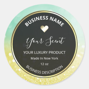 Gold Glitter en Pastel Mint Candle Labels