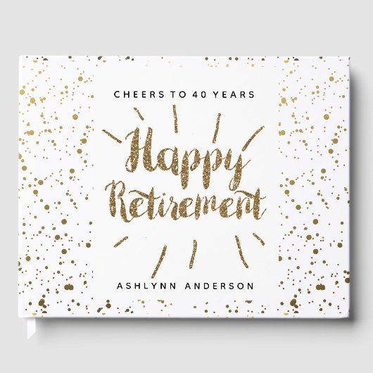 Gold Glitter en Polka Dots Pensioen Gastenboek (Voorkant)