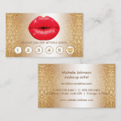 Gold Glitter en Red Lips Loyalty-kaarten Klantenkaartje (Voorkant / Achterkant)