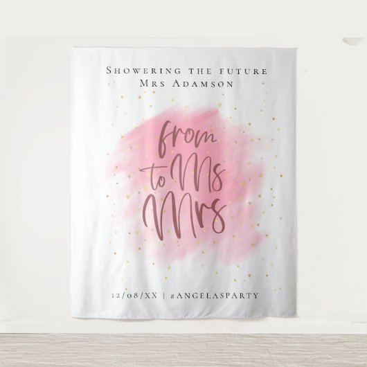 Gold Glitter en Roos Bachelorette Photo Booth Wandkleed (Voorkant)