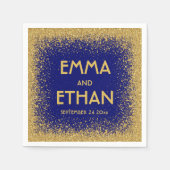 Gold Glitter en Royal Blue Wedding Servet (Voorkant)