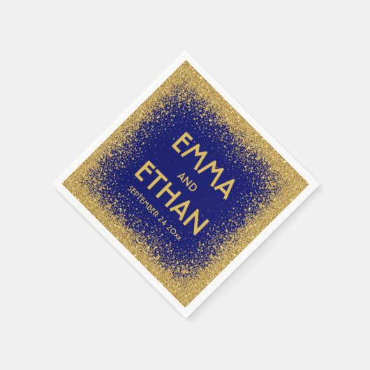 Gold Glitter en Royal Blue Wedding Servet (Hoek)