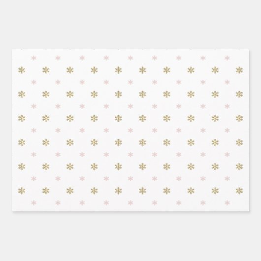 Gold glitter en roze sneeuwvlokken kerstmis inpakpapier vel (Voorkant)
