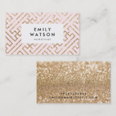 Gold glitter en roze stijlvolle Visitekaartjes (Voorkant / Achterkant)