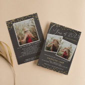Gold Glitter en Script Vertical Photo Afstuderen Kaart