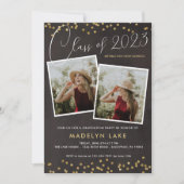 Gold Glitter en Script Vertical Photo Afstuderen Kaart (Voorkant)