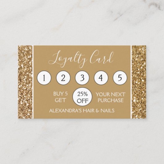 Gold Glitter en Sparkle Girly Loyalty Punch (Voorkant)