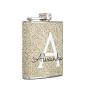 Gold Glitter en Sparkle Monogram Initiaal Heupfles (Rechts)