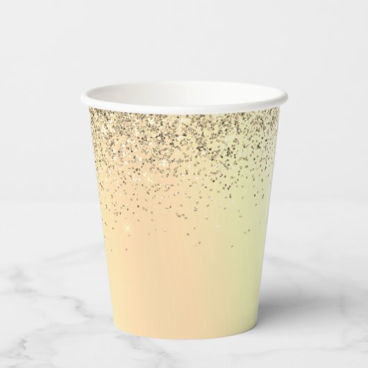 Gold Glitter en Sparkle Monogram Papieren kopjes Papieren Bekers (Achterkant)