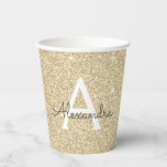 Gold Glitter en Sparkle Monogram Papieren kopjes Papieren Bekers<br><div class="desc">Gold Faux Glitter en Sparkle Elegant Monogram Birthday,  Wedding,  Vrijgezellenfeest of Bachelorette Party Cup. Deze Voetbal kan worden aangepast om uw initiaal en voornaam op te nemen. Neem contact op met de ontwerper voor aangepaste overeenkomende objecten.</div>