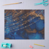 Gold Glitter en String Lights op blauwe ontkoppeli Tissuepapier (Craft)