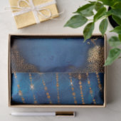 Gold Glitter en String Lights op blauwe ontkoppeli Tissuepapier (Geschenk)