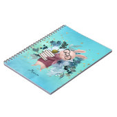 Gold Glitter en Waterverf Blue Flower Teacher Notitieboek (Linkerzijde)