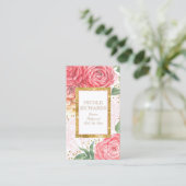 Gold Glitter en Waterverf Roze Bloemen  Visitekaartje (Staand voorkant)