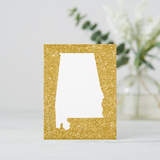 Gold Glitter en White Alabama Briefkaart (Staand voorkant)